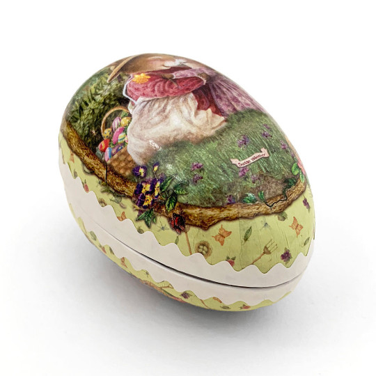 3-1/2" Light Yellow Holly Pond Hill Bunny Garden Easter Egg Container ~ Germany